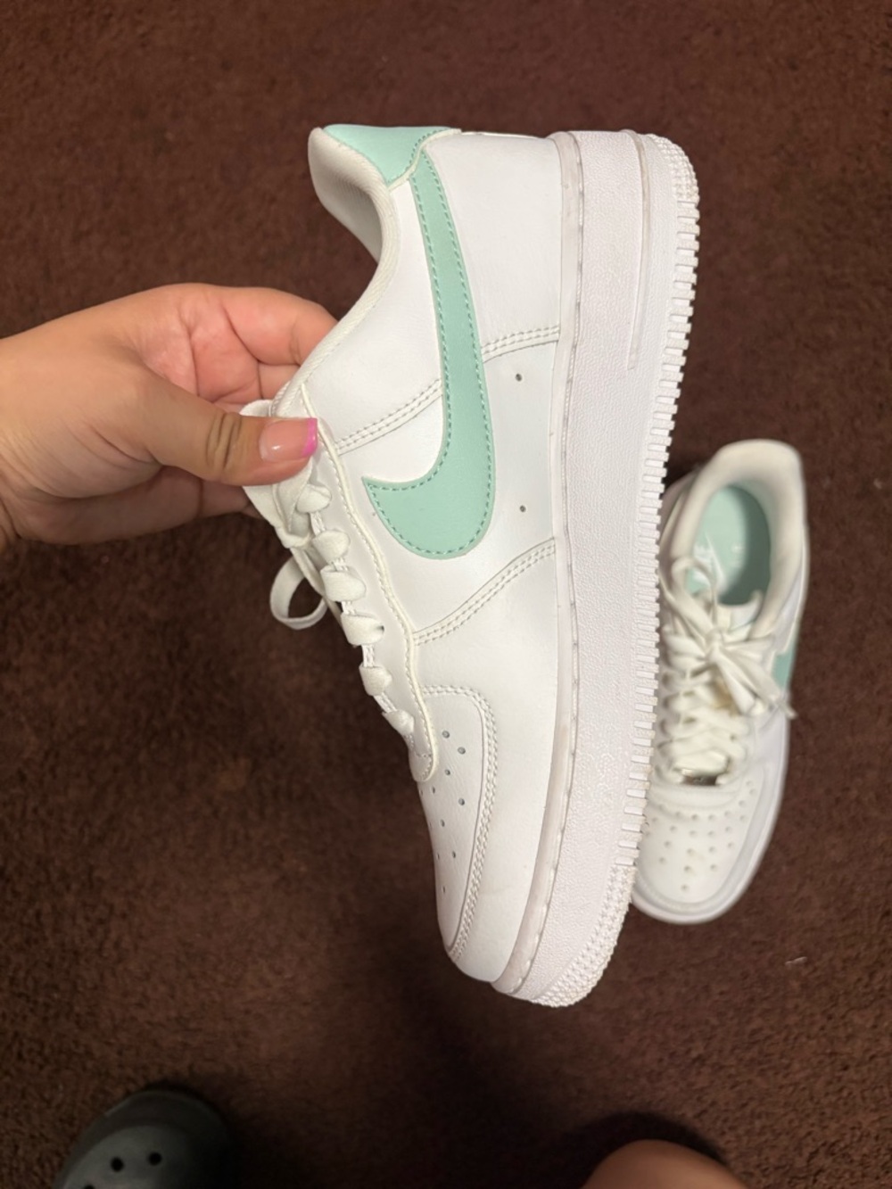 Nike Women’s White Sneakers with Mint Accent - Picture 5 of 6
